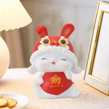 Maxbell Chinese Animal Rabbit Statues Figurines Car Dashboard Office Bunny Sculpture Wealth 4.5x3.5x6cm
