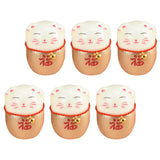 Maxbell 6Pcs Lucky Cat Figurine Sculpture Animal Statue for Living Room Shelf Decor Aureate