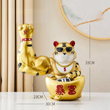 Maxbell Creative Lucky Cat Statue Storage Bowl Sculpture for Cafe Tabletop Decor Aureate
