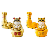 Maxbell Creative Lucky Cat Statue Storage Bowl Sculpture for Cafe Tabletop Decor Aureate