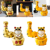 Maxbell Creative Lucky Cat Statue Storage Bowl Sculpture for Cafe Tabletop Decor Aureate