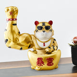 Maxbell Creative Lucky Cat Statue Storage Bowl Sculpture for Cafe Tabletop Decor Aureate