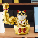 Maxbell Creative Lucky Cat Statue Storage Bowl Sculpture for Cafe Tabletop Decor Aureate