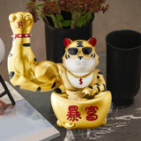 Maxbell Creative Lucky Cat Statue Storage Bowl Sculpture for Cafe Tabletop Decor Aureate
