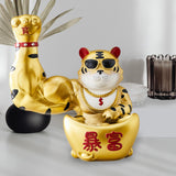 Maxbell Creative Lucky Cat Statue Storage Bowl Sculpture for Cafe Tabletop Decor Aureate