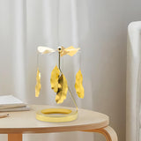 Maxbell Rotating Candle Holder Candlestick Decorative for Living Room Ornament Feather