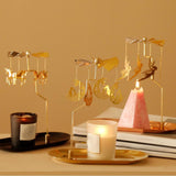 Maxbell Rotating Candle Holder Candlestick Decorative for Living Room Ornament Feather