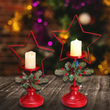 Maxbell 2 Pieces Retro Candle Holder Candelabras Candlestick for Living Room Decor Star
