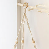 Maxbell Macrame Hanging Shelf Rack Corner Shelf Floating Shelf White for Bookshelf