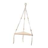 Maxbell Macrame Hanging Shelf Rack Corner Shelf Floating Shelf White for Bookshelf