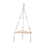 Maxbell Macrame Hanging Shelf Rack Corner Shelf Floating Shelf White for Bookshelf