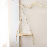 Maxbell Macrame Hanging Shelf Rack Corner Shelf Floating Shelf White for Bookshelf