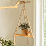 Maxbell Macrame Hanging Shelf Rack Corner Shelf Floating Shelf White for Bookshelf