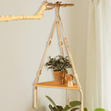 Maxbell Macrame Hanging Shelf Rack Corner Shelf Floating Shelf White for Bookshelf