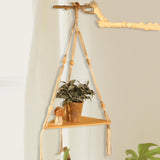 Maxbell Macrame Hanging Shelf Rack Corner Shelf Floating Shelf White for Bookshelf