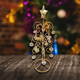 Maxbell Metal Mini Christmas Tree Crafts Decor Artificial Tree for Bedroom Holiday Aureate