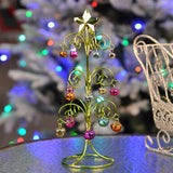 Maxbell Metal Mini Christmas Tree Crafts Decor Artificial Tree for Bedroom Holiday Green