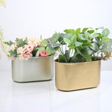 Maxbell Metal Flower Pot Iron Vase Rectangle Plating for Front Porch Garden Aureate S