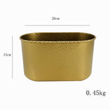 Maxbell Metal Flower Pot Iron Vase Rectangle Plating for Front Porch Garden Aureate S