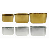 Maxbell Metal Flower Pot Iron Vase Rectangle Plating for Front Porch Garden Aureate S