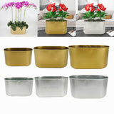 Maxbell Metal Flower Pot Iron Vase Rectangle Plating for Front Porch Garden Aureate S