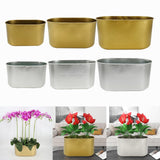 Maxbell Metal Flower Pot Iron Vase Rectangle Plating for Front Porch Garden Aureate S