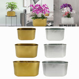 Maxbell Metal Flower Pot Iron Vase Rectangle Plating for Front Porch Garden Aureate S