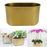 Maxbell Metal Flower Pot Iron Vase Rectangle Plating for Front Porch Garden Aureate S