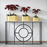 Maxbell Metal Flower Pot Iron Vase Rectangle Plating for Front Porch Garden Aureate M