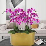 Maxbell Metal Flower Pot Iron Vase Rectangle Plating for Front Porch Garden Aureate M