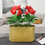 Maxbell Metal Flower Pot Iron Vase Rectangle Plating for Front Porch Garden Aureate M