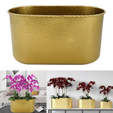 Maxbell Metal Flower Pot Iron Vase Rectangle Plating for Front Porch Garden Aureate M
