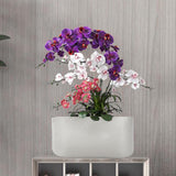 Maxbell Metal Flower Pot Iron Vase Rectangle Plating for Front Porch Garden Argent L