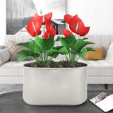 Maxbell Metal Flower Pot Iron Vase Rectangle Plating for Front Porch Garden Argent L