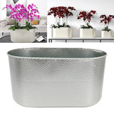 Maxbell Metal Flower Pot Iron Vase Rectangle Plating for Front Porch Garden Argent L