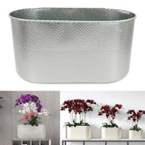 Maxbell Metal Flower Pot Iron Vase Rectangle Plating for Front Porch Garden Argent L