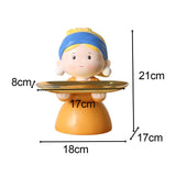 Maxbell Nordic Girl Figurine Statue Fruit Serving Plate Cosmetic Vanity Tray 18cmx17cmx21cm