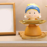 Maxbell Nordic Girl Figurine Statue Fruit Serving Plate Cosmetic Vanity Tray 18cmx17cmx21cm
