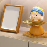 Maxbell Nordic Girl Figurine Statue Fruit Serving Plate Cosmetic Vanity Tray 18cmx17cmx21cm