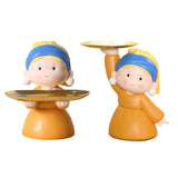 Maxbell Nordic Girl Figurine Statue Fruit Serving Plate Cosmetic Vanity Tray 18cmx17cmx21cm