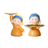 Maxbell Nordic Girl Figurine Statue Fruit Serving Plate Cosmetic Vanity Tray 18cmx17cmx21cm
