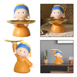 Maxbell Nordic Girl Figurine Statue Fruit Serving Plate Cosmetic Vanity Tray 18cmx17cmx21cm