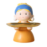 Maxbell Nordic Girl Figurine Statue Fruit Serving Plate Cosmetic Vanity Tray 18cmx17cmx21cm