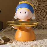 Maxbell Nordic Girl Figurine Statue Fruit Serving Plate Cosmetic Vanity Tray 18cmx17cmx21cm