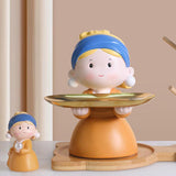 Maxbell Nordic Girl Figurine Statue Fruit Serving Plate Cosmetic Vanity Tray 18cmx17cmx21cm