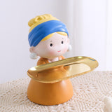 Maxbell Nordic Girl Figurine Statue Fruit Serving Plate Cosmetic Vanity Tray 18cmx17cmx21cm