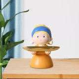 Maxbell Nordic Girl Figurine Statue Fruit Serving Plate Cosmetic Vanity Tray 18cmx17cmx21cm