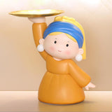 Maxbell Nordic Girl Figurine Statue Fruit Serving Plate Cosmetic Vanity Tray 27cmx17cmx25.5cm