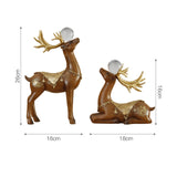 Maxbell 2 Pieces Reindeer Figurine Resin Craft Deer Statue for Cabinet Bedroom Decor Brown