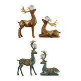 Maxbell 2 Pieces Reindeer Figurine Resin Craft Deer Statue for Cabinet Bedroom Decor Brown